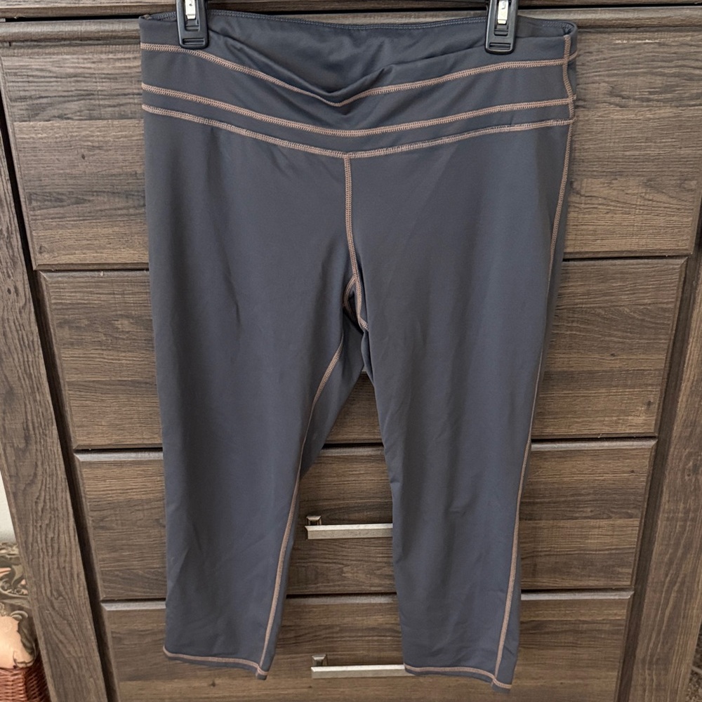 Ideology Black Capris with Brown Stitching